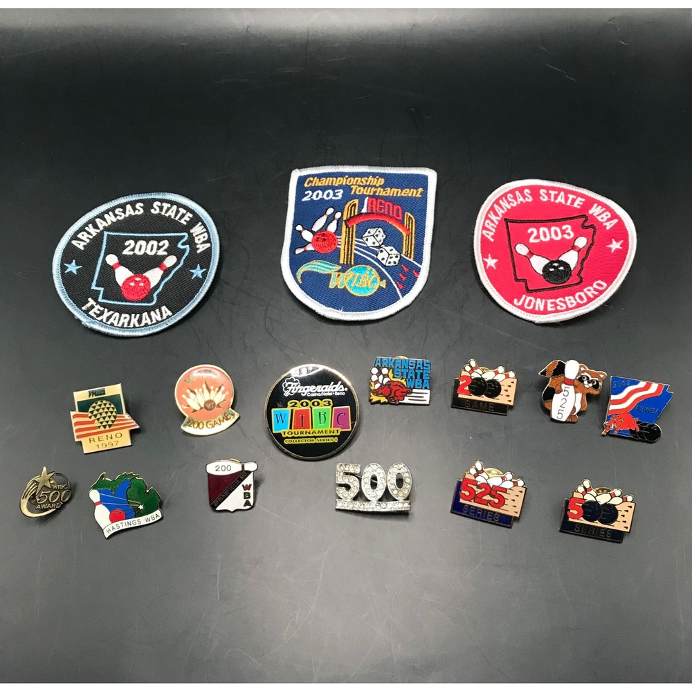 Vintage Y2K WBA Womens Bowling Association Memorabilia Pinback Lot Pins Arkansas